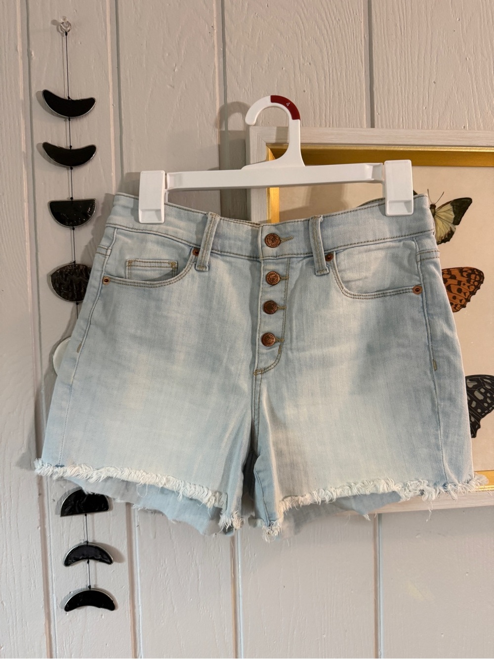 Wild Fable High-Waist Light Wash Denim Shorts with Button Fly